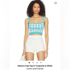 Maeva Crop Top In Turquoise & White